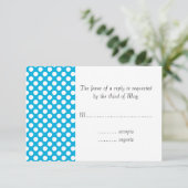 White en Blue Polka Dot RSVP Kaartje (Staand voorkant)