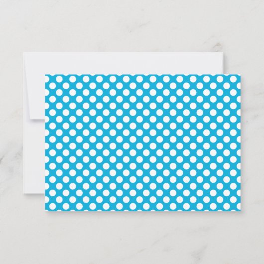 White en Blue Polka Dot RSVP Kaartje (Achterkant)