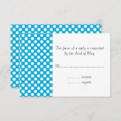 White en Blue Polka Dot RSVP Kaartje (Voorkant / Achterkant)