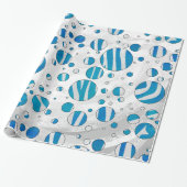 White en Blue Polka Dot Zebra Cadeaupapier (Uitgerold)