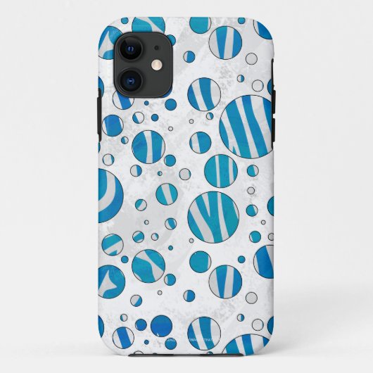 White en Blue Polka Dot Zebra Case-Mate iPhone Case (Achterkant)