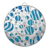 White en Blue Polka Dot Zebra Dartbord (Voorkant)