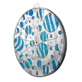 White en Blue Polka Dot Zebra Dartbord (Voorkant Rechts)