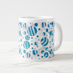 White en Blue Polka Dot Zebra Grote Koffiekop