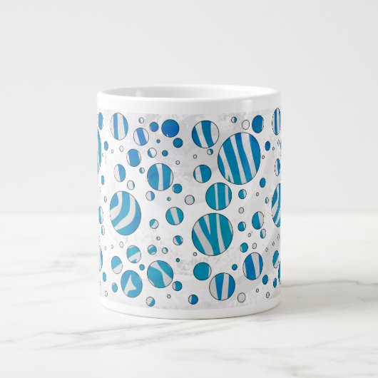 White en Blue Polka Dot Zebra Grote Koffiekop (Voorkant)