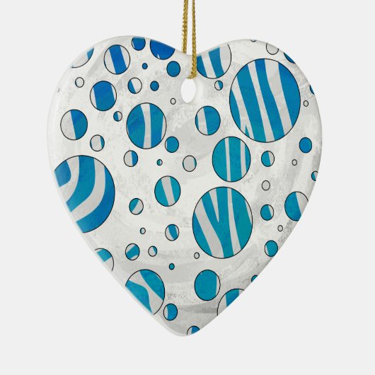White en Blue Polka Dot Zebra Keramisch Ornament (Rechts)