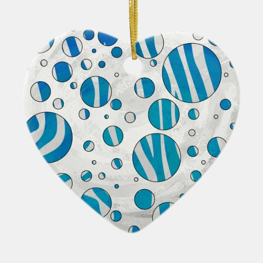 White en Blue Polka Dot Zebra Keramisch Ornament (Voorkant)