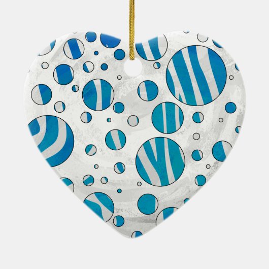 White en Blue Polka Dot Zebra Keramisch Ornament (Achterkant)