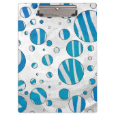 White en Blue Polka Dot Zebra Klembord (Voorkant)