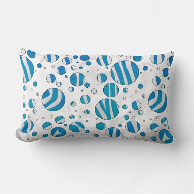 White en Blue Polka Dot Zebra Kussen (Voorkant)