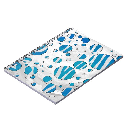 White en Blue Polka Dot Zebra Notitieboek (Linkerzijde)