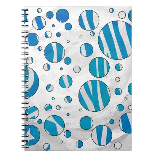 White en Blue Polka Dot Zebra Notitieboek (Voorkant)