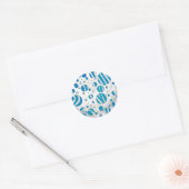 White en Blue Polka Dot Zebra Ronde Sticker (Envelop)