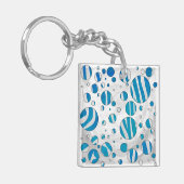 White en Blue Polka Dot Zebra Sleutelhanger (Voorkant Links)