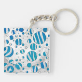 White en Blue Polka Dot Zebra Sleutelhanger (Achterkant)