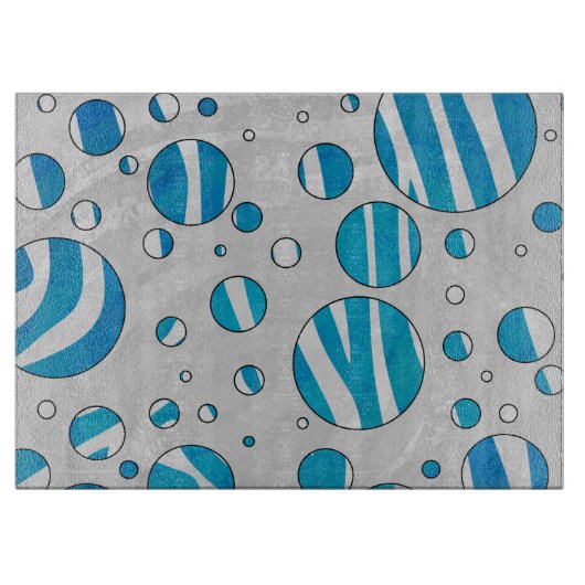 White en Blue Polka Dot Zebra Snijplank (Voorkant)