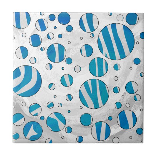 White en Blue Polka Dot Zebra Tegeltje (Voorkant)