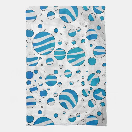 White en Blue Polka Dot Zebra Theedoek (Verticaal)