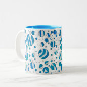 White en Blue Polka Dot Zebra Tweekleurige Koffiemok (Voorkant links)