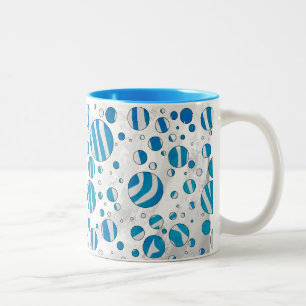 White en Blue Polka Dot Zebra Tweekleurige Koffiemok