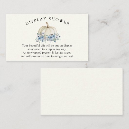 White en Blue Pumpkin Baby shower Display Shower Informatiekaartje (Voorkant / Achterkant)