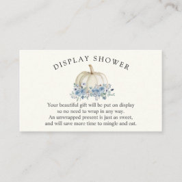 White en Blue Pumpkin Baby shower Display Shower Informatiekaartje