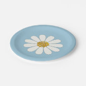 White en Blue Retro Modern Daisy Flower Papieren Bordje (Gekanteld)