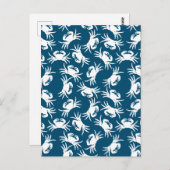 White en Blue Seamless Crab Pattern Briefkaart (Voorkant / Achterkant)