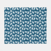 White en Blue Seamless Crab Pattern Fleece Deken (Voorkant (Horizontaal))