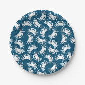 White en Blue Seamless Crab Pattern Papieren Bordje (Voorkant)
