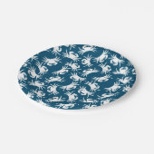 White en Blue Seamless Crab Pattern Papieren Bordje (Gekanteld)