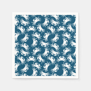 White en Blue Seamless Crab Pattern Servet