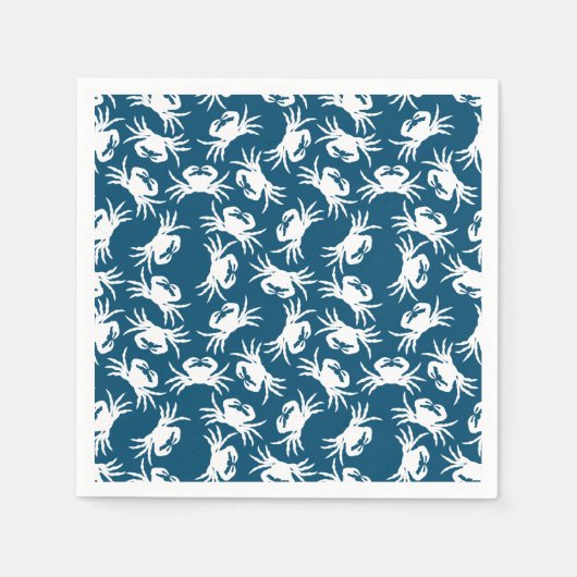 White en Blue Seamless Crab Pattern Servet (Voorkant)