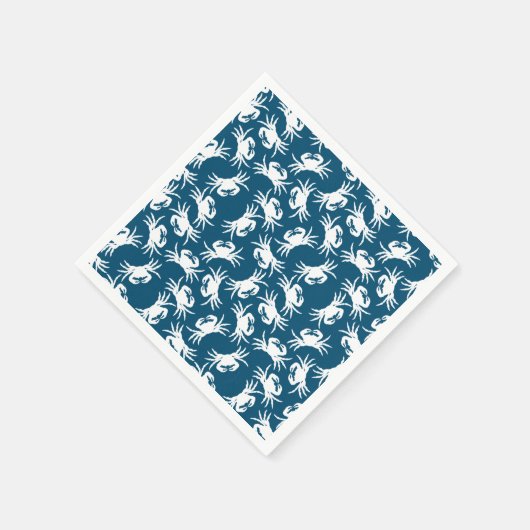 White en Blue Seamless Crab Pattern Servet (Hoek)
