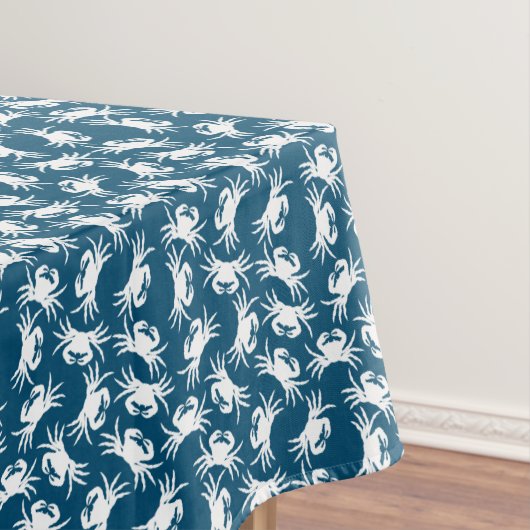 White en Blue Seamless Crab Pattern Tafelkleed (Voorbeeld)