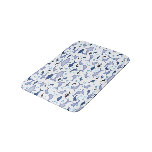 White en Blue Shark Silhouette Pattern Badmat (Gekanteld)