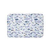 White en Blue Shark Silhouette Pattern Badmat (Voorkant)
