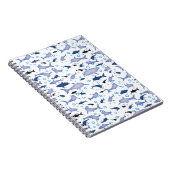 White en Blue Shark Silhouette Pattern Notitieboek (Rechterzijde)