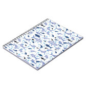 White en Blue Shark Silhouette Pattern Notitieboek (Linkerzijde)