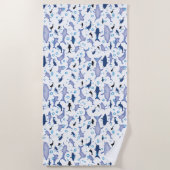 White en Blue Shark Silhouette Pattern Strandlaken (Voorkant)