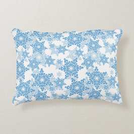 White en Blue Snowflake Seamless Pattern Accent Kussen