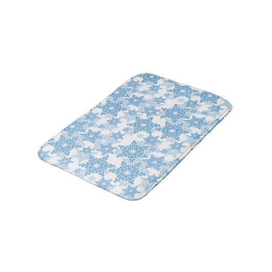 White en Blue Snowflake Seamless Pattern Badmat (Gekanteld)