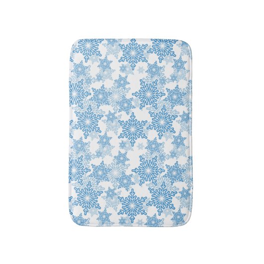 White en Blue Snowflake Seamless Pattern Badmat (Voorkant Verticaal)