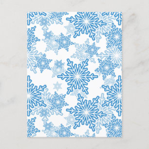 White en Blue Snowflake Seamless Pattern Briefkaart