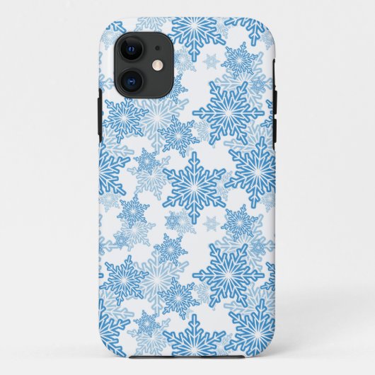 White en Blue Snowflake Seamless Pattern Case-Mate iPhone Case (Achterkant)