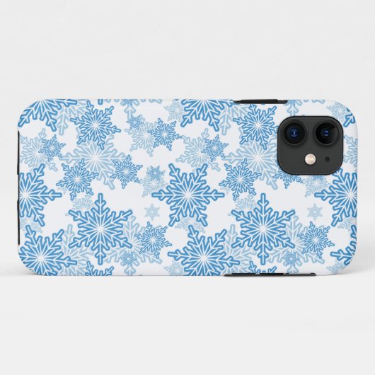 White en Blue Snowflake Seamless Pattern Case-Mate iPhone Case (Achterkant (horizontaal))