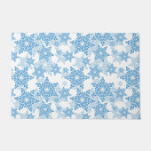 White en Blue Snowflake Seamless Pattern Deurmat (Voorkant)
