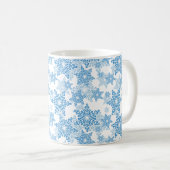 White en Blue Snowflake Seamless Pattern Koffiemok (Voorkant rechts)