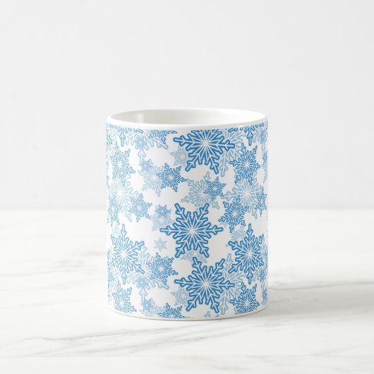 White en Blue Snowflake Seamless Pattern Koffiemok (Center)