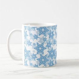 White en Blue Snowflake Seamless Pattern Koffiemok